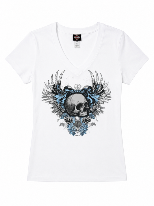 Harley Davidson Skull V-Neck Tee