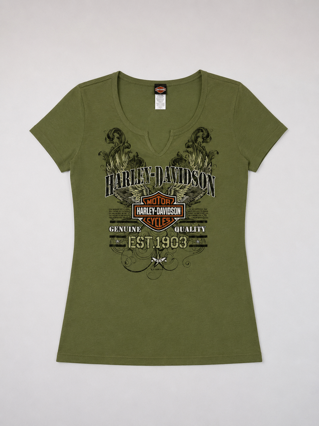 Harley Davidson Green Winged Graphic Tee