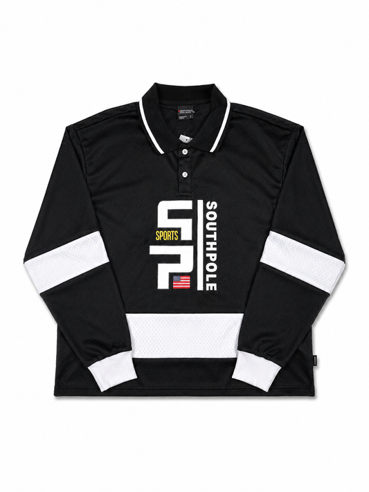 Southpole Polo Jersey Mesh Black Long Sleeve