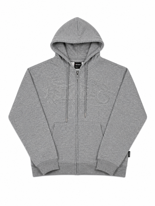 Southpole Legacy Rhinestone Grey Zip Hoodie