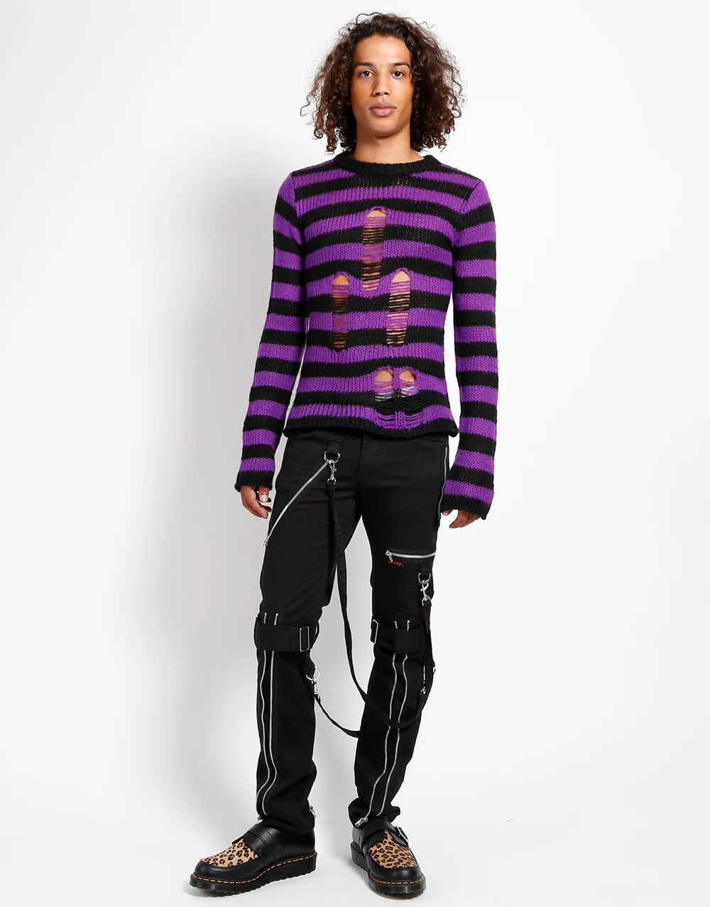 Tripp NYC Rag Stripe Sweater Purple - Rogue