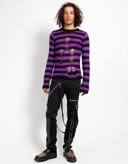 Tripp NYC Rag Stripe Sweater Purple - Rogue