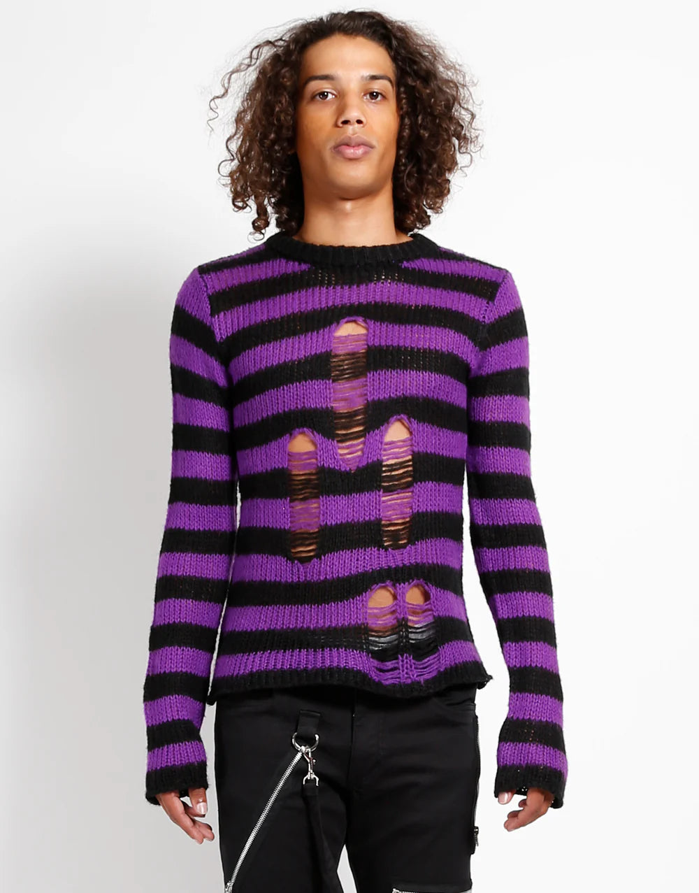 Tripp NYC Rag Stripe Sweater Purple - Rogue