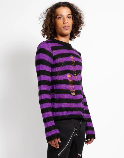 Tripp NYC Rag Stripe Sweater Purple - Rogue