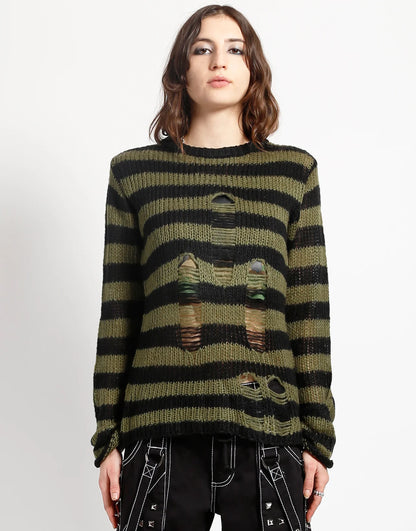 Tripp NYC Rag Stripe Sweater Army