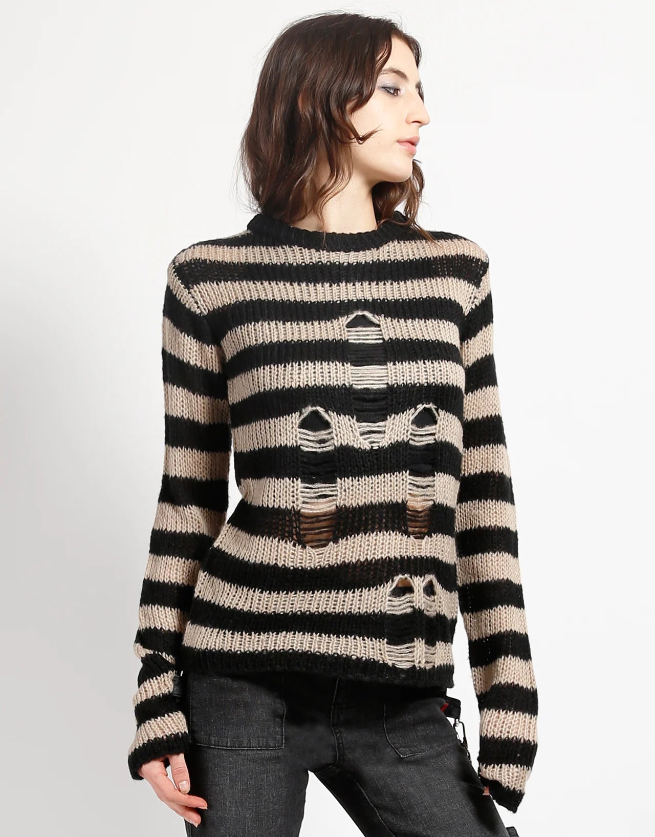 Tripp NYC Rag Stripe Sweater Ivory