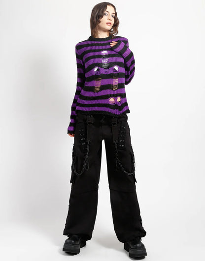 Tripp NYC Rag Stripe Sweater Purple - Rogue