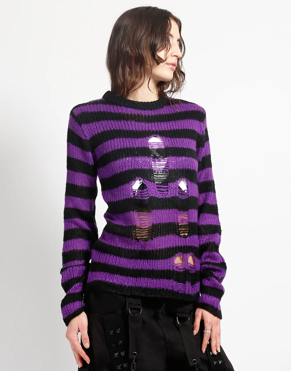 Tripp NYC Rag Stripe Sweater Purple - Rogue