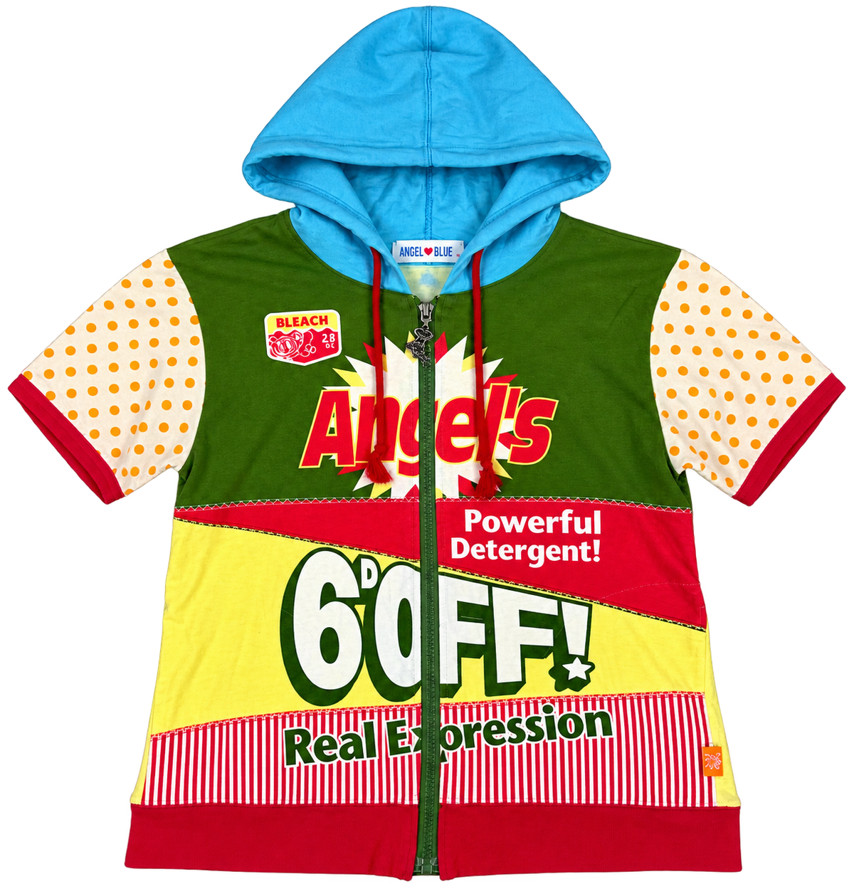 Angel Blue Short Sleeve Zip Up Hoodie