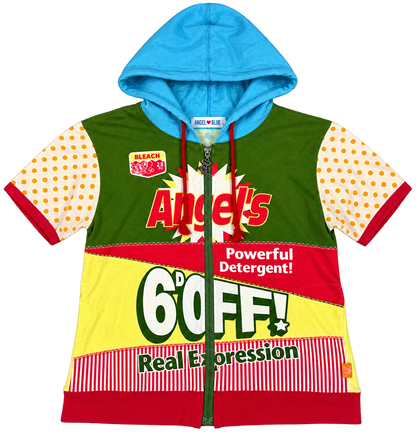 Angel Blue Short Sleeve Zip Up Hoodie