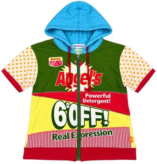 Angel Blue Short Sleeve Zip Up Hoodie