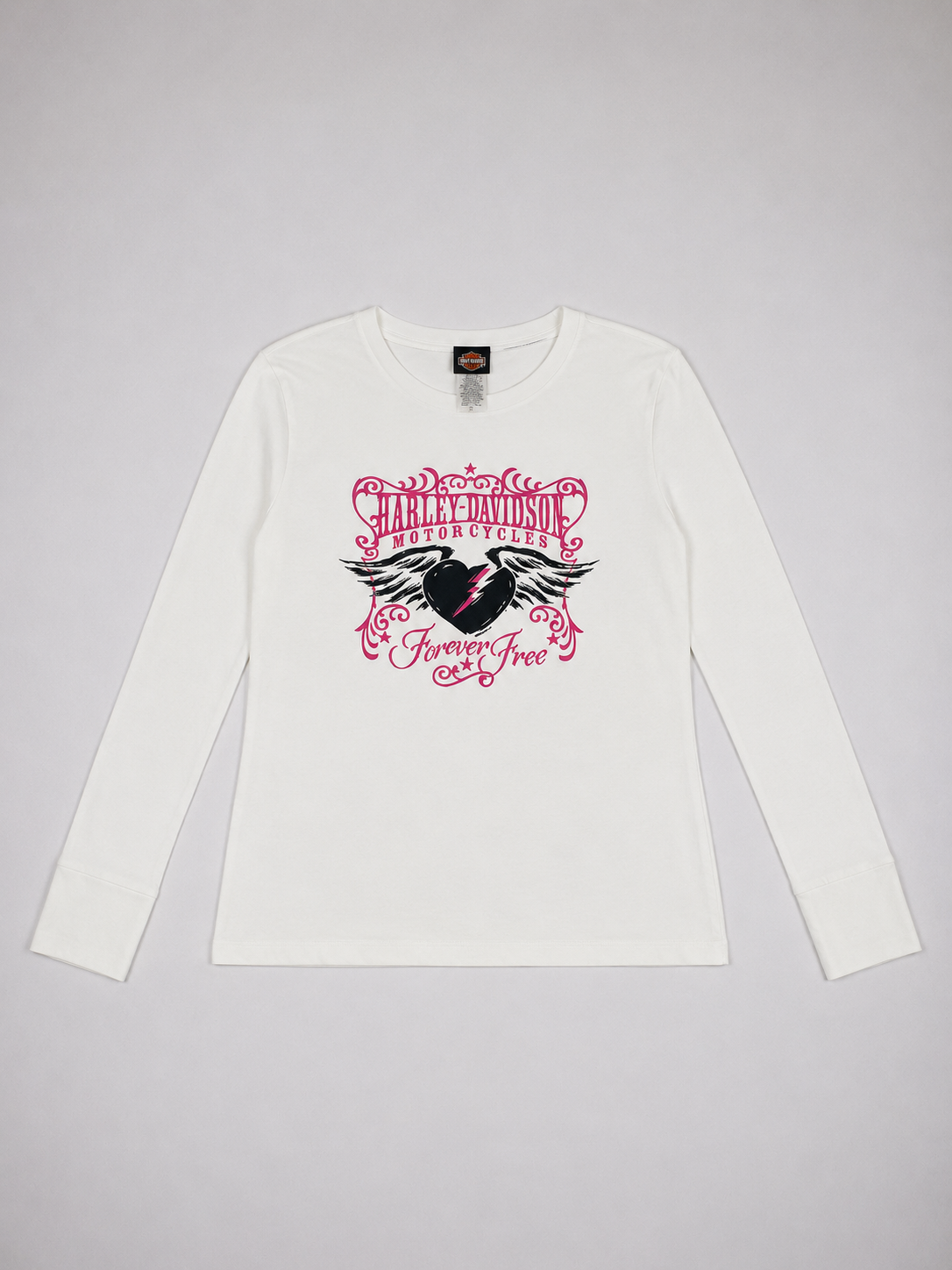 Harley Davidson Pink Flying Heart Graphic Long Sleeve