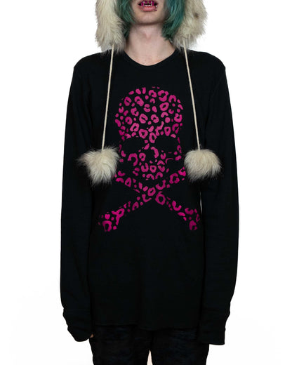 Black Leopard Skull and Crossbones Long Sleeve Thermal