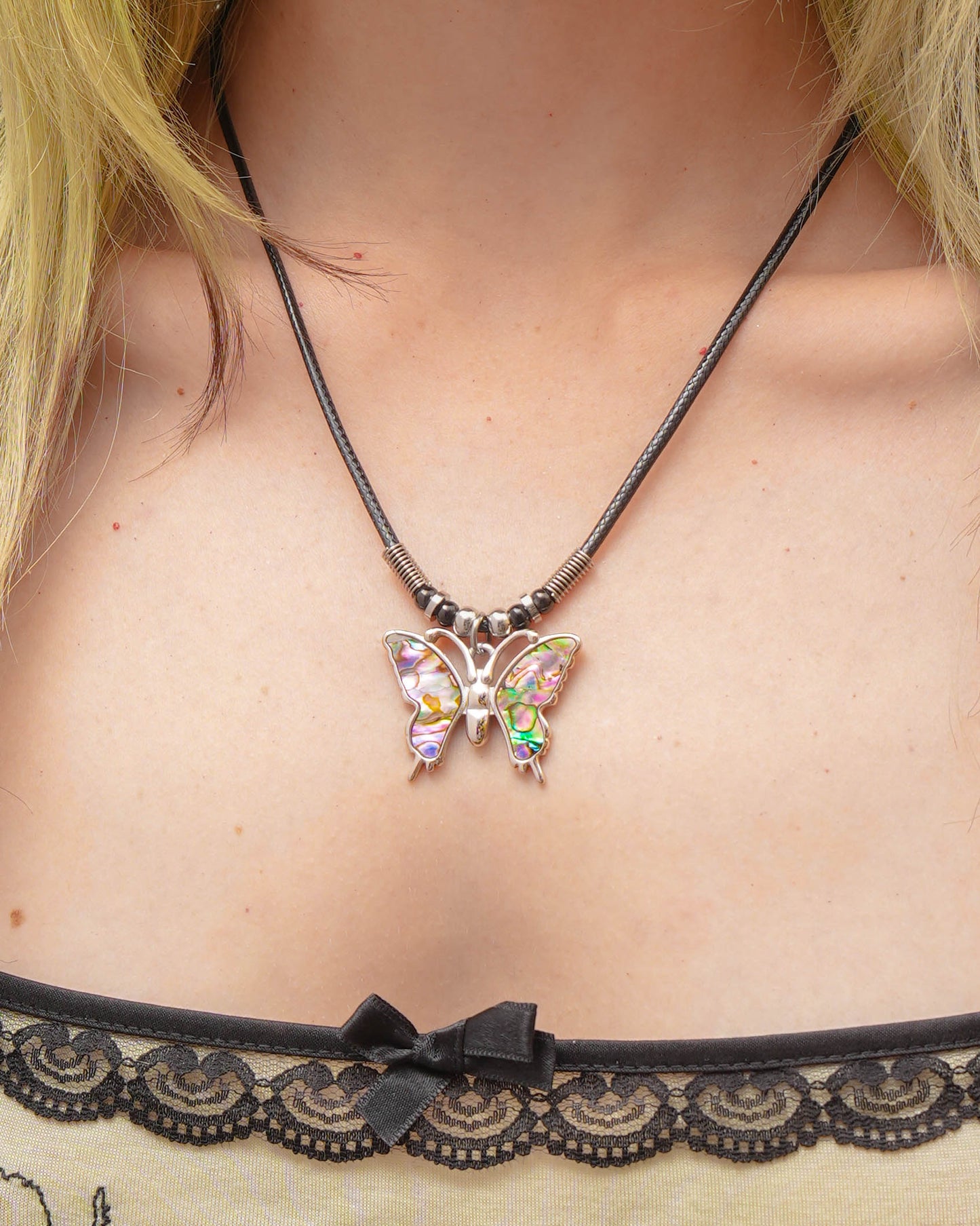 Butterfly Pendant - Leather Cord