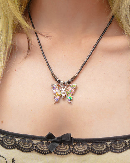 Butterfly Pendant - Leather Cord