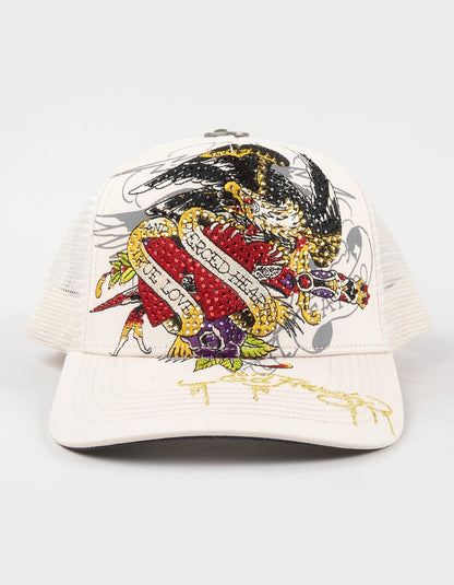Ed Hardy Rhinestone Pierced Eagle Trucker Hat