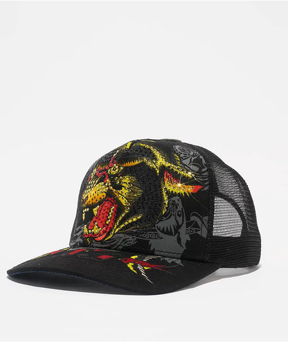 Ed Hardy Rhinestone Panther Head Trucker Hat