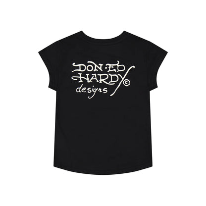 Ed Hardy Fire Tiger Rhinestone Cap Sleeve Tee