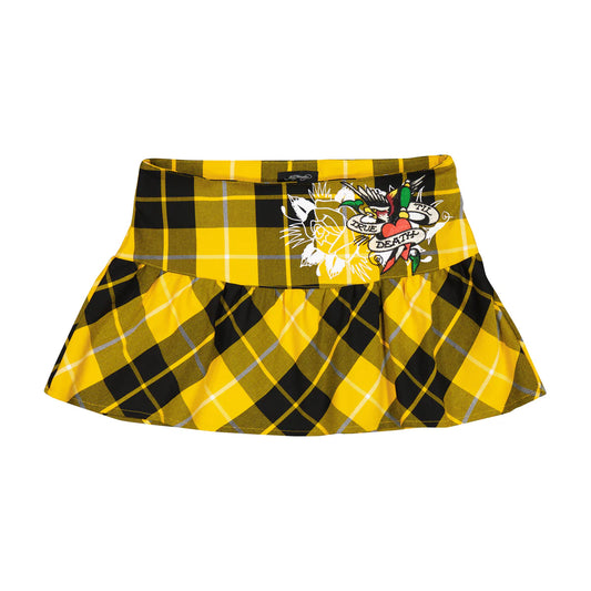 Ed Hardy True Eagle Plaid Flare Skirt