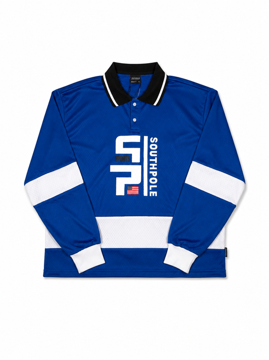 Southpole Polo Jersey Mesh Blue Long Sleeve
