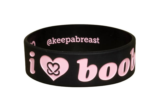 I LOVE BOOBIES! BRACELETS BLACK/LIGHT PINK