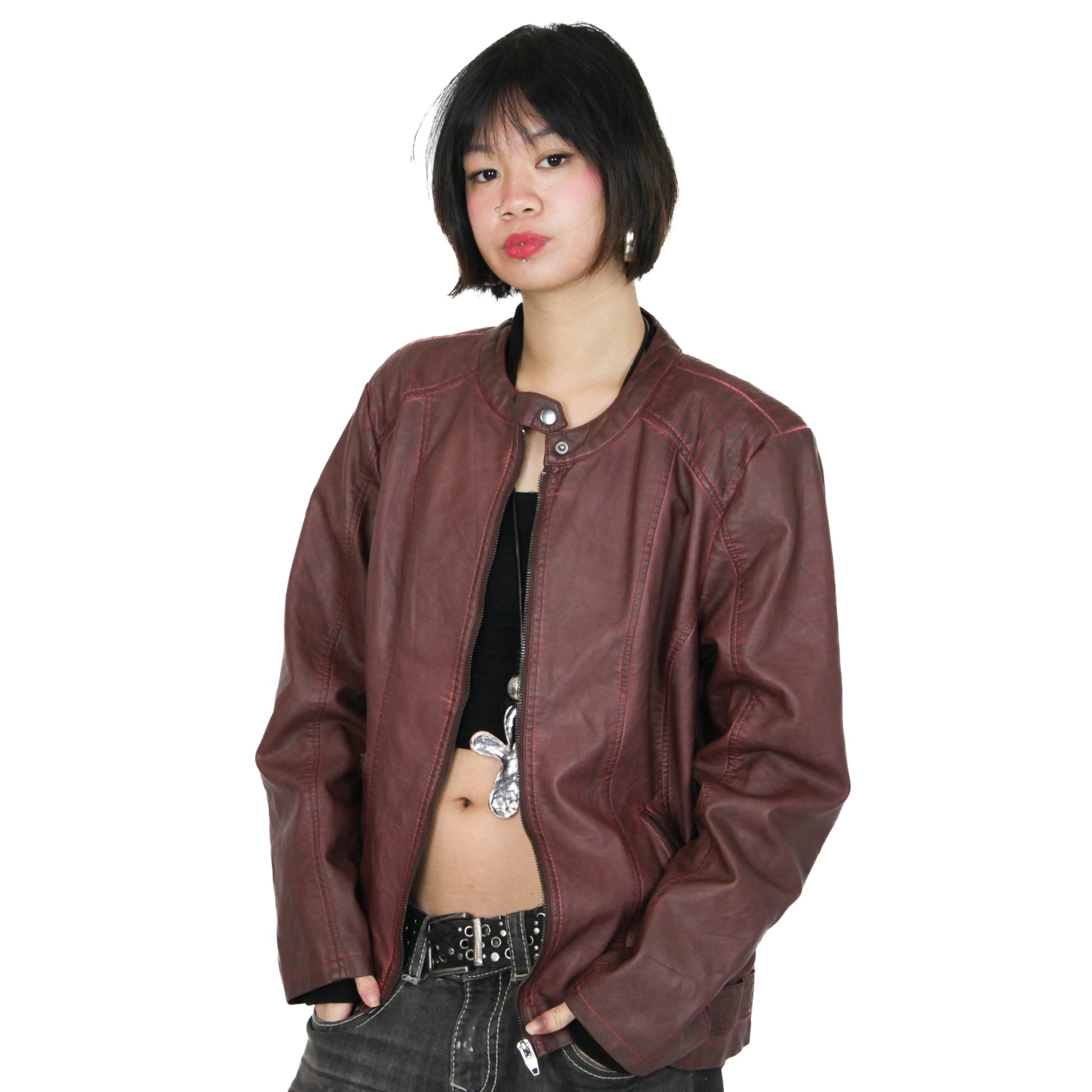 Vintage 2000s Leather Burgundy Jacket