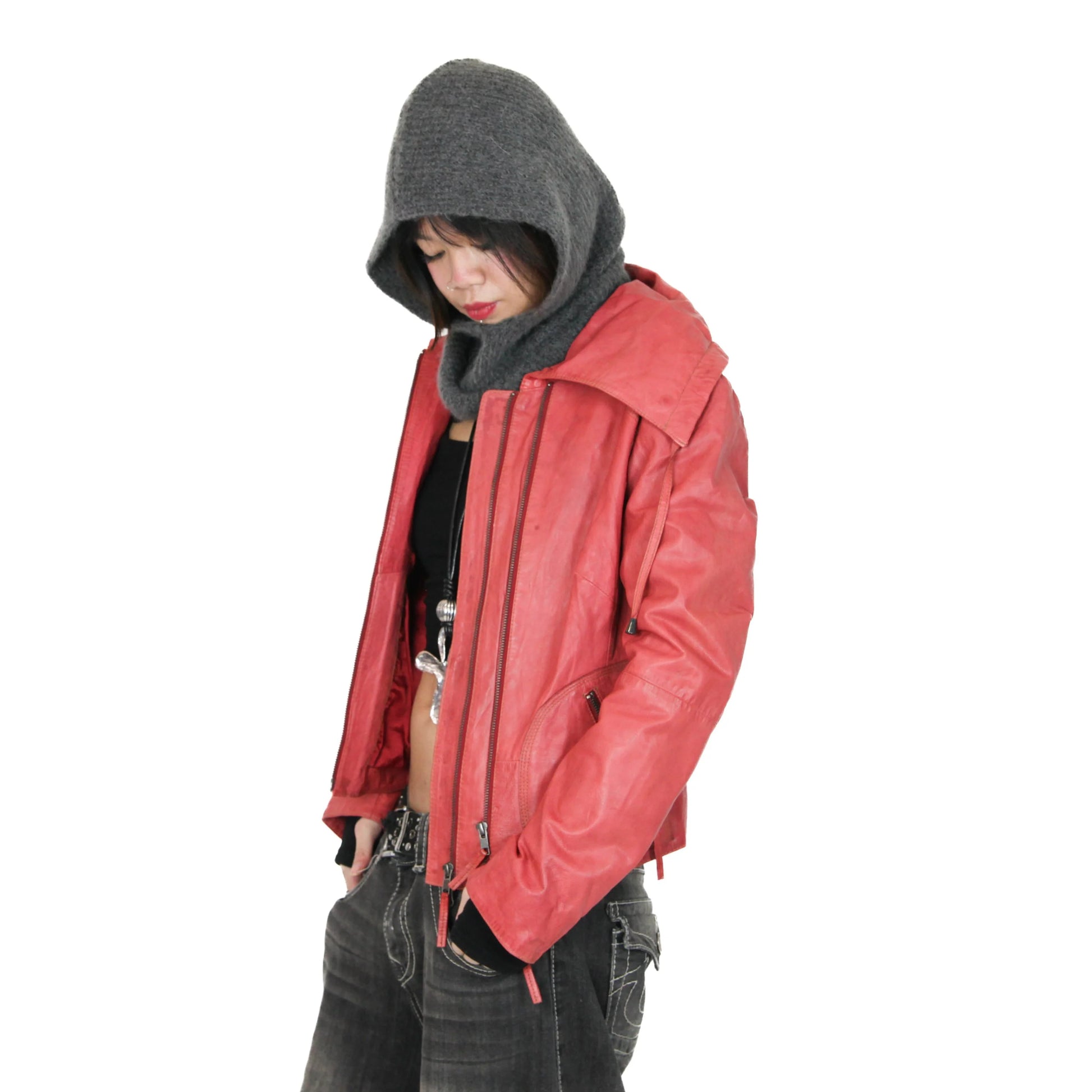 Vintage Red Double-Zipper Rockstar Jacket