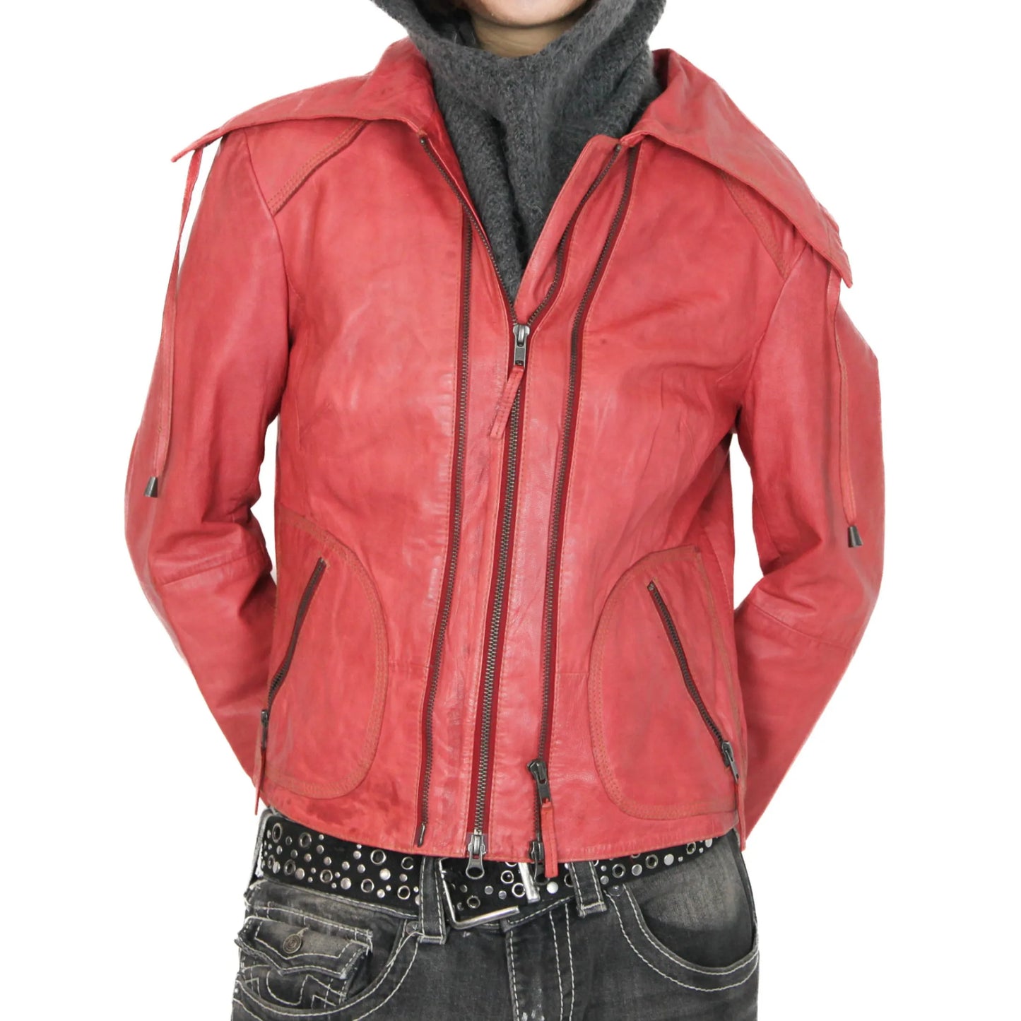 Vintage Red Double-Zipper Rockstar Jacket