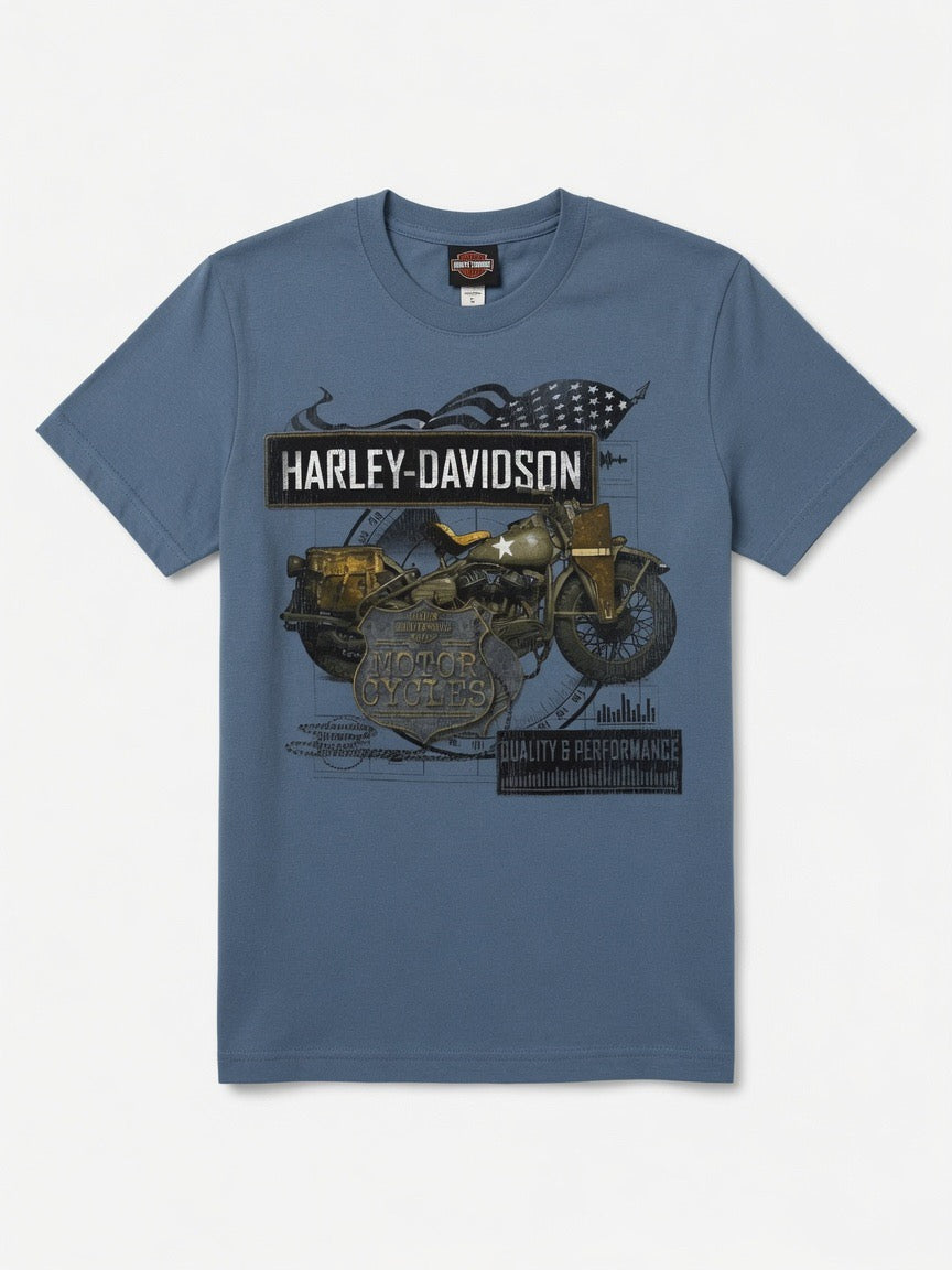 Harley Davidson Blue Motorcycle Tee