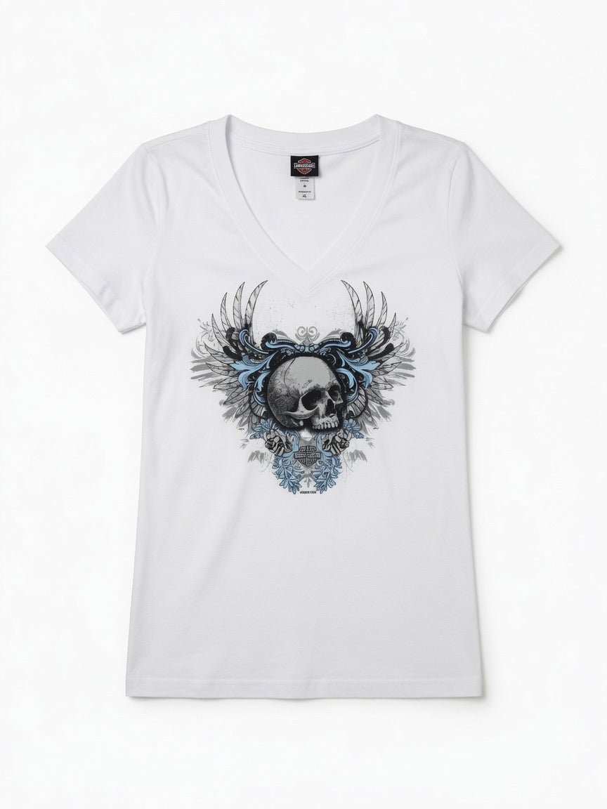 Harley Davidson Skull V-Neck Tee