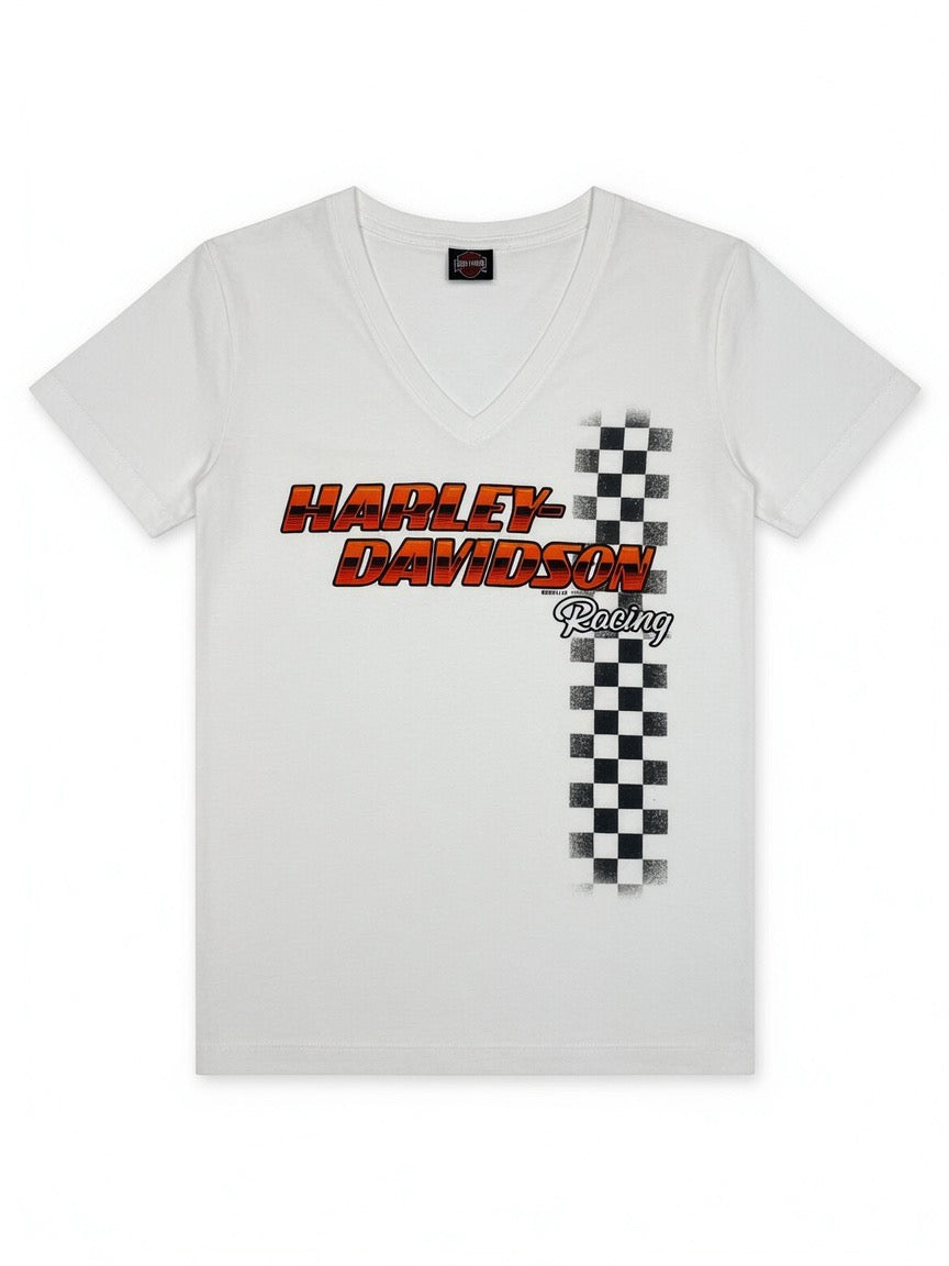 Harley Davidson White Stripped T-shirt