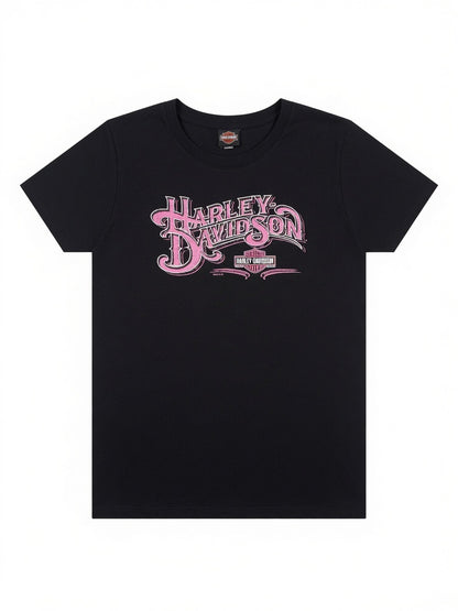 Harley Davidson Black and Pink Graphic Tee