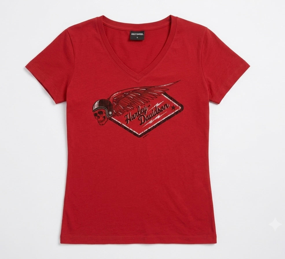 Harley Davidson Red Winged Skull T-shirt