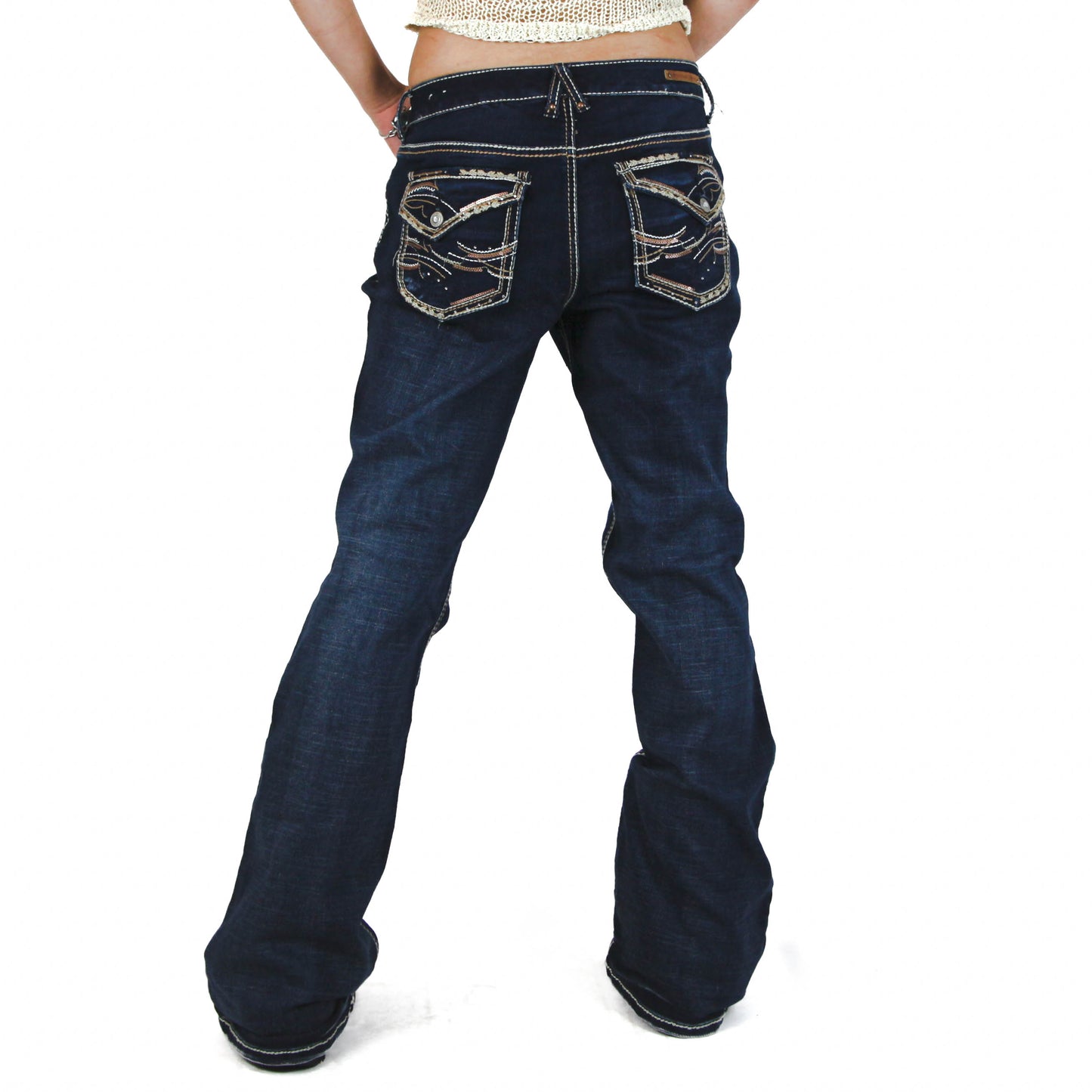 Y2K Rhythm in Blues low-rise dark-wash jeans