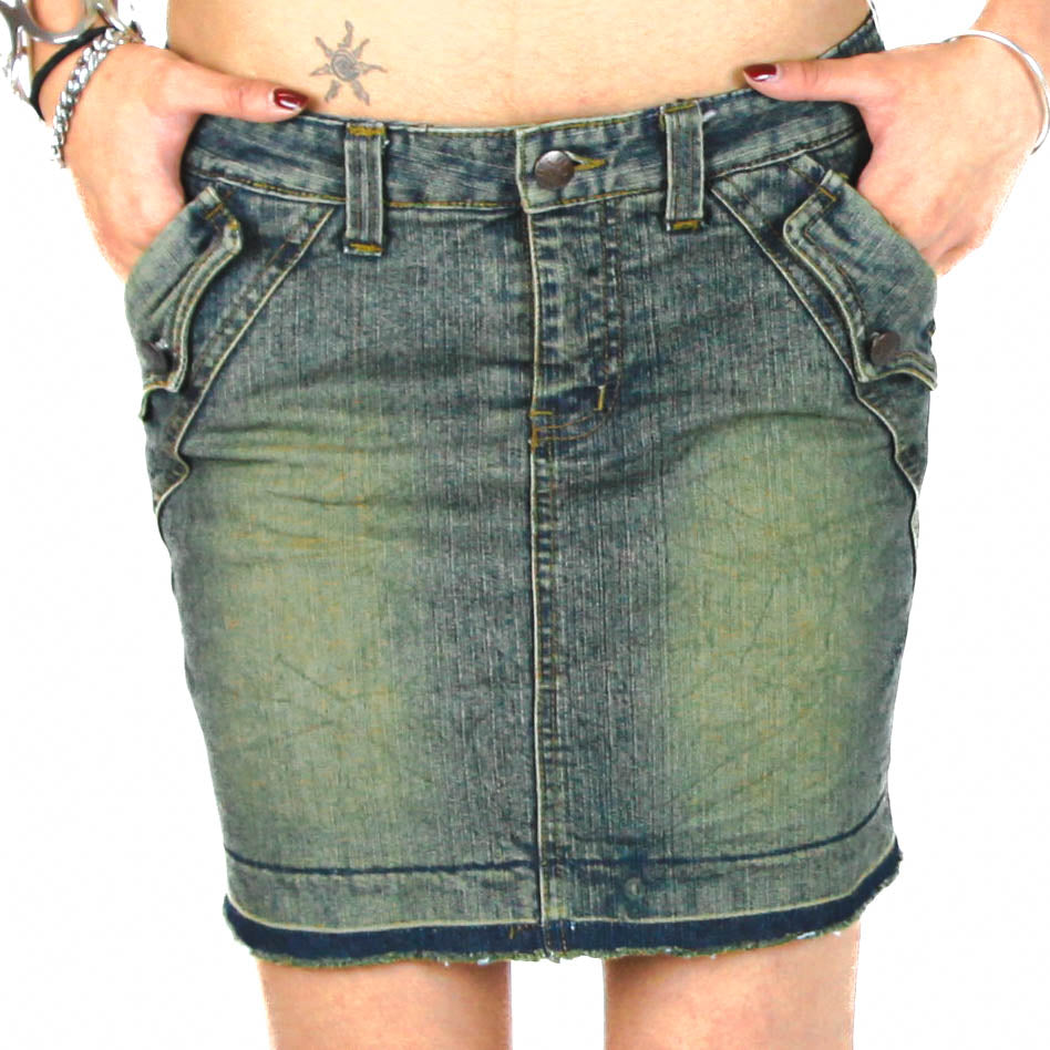 Y2K Gg Blue Jeans Acid-Wash Miniskirt