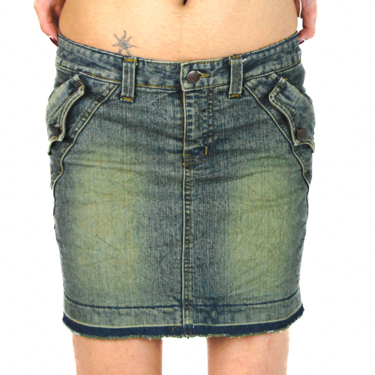 Y2K Gg Blue Jeans Acid-Wash Miniskirt