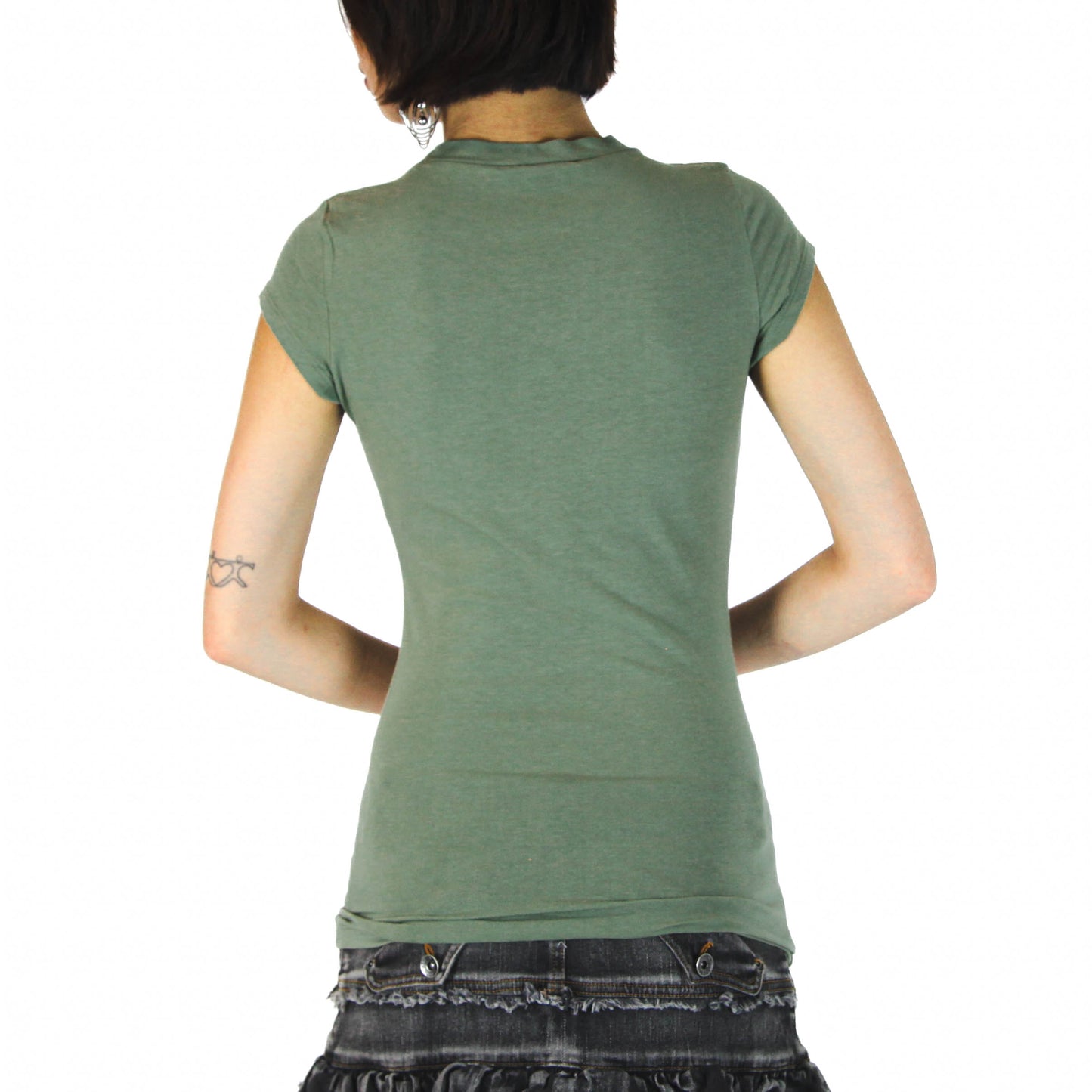 Deadstock Army Green Metallic Kiss Baby Tee