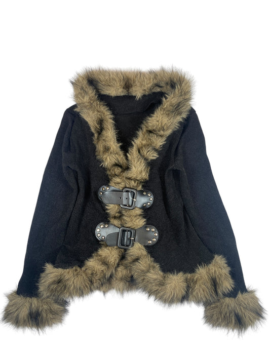 Fur Cardigan with Belt Closing