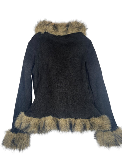 Vintage Fur Cardigan with Belt Closing