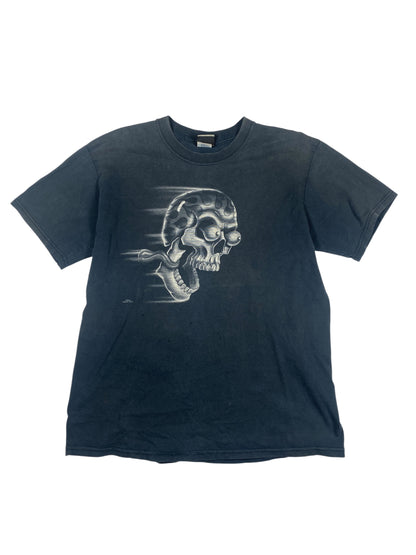 Vintage Biker Flying Flaming Skull Tee