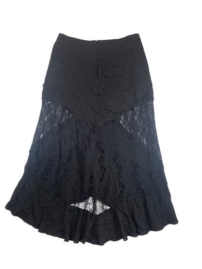 Vintage Black Sheer Lace Maxi Skirt