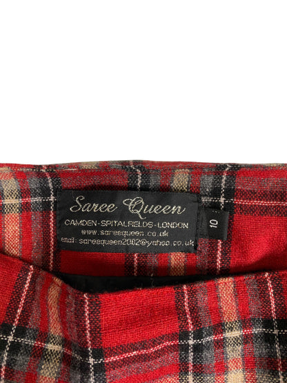 Vintage Cottage Plaid Side-Cinched Layered Skirt