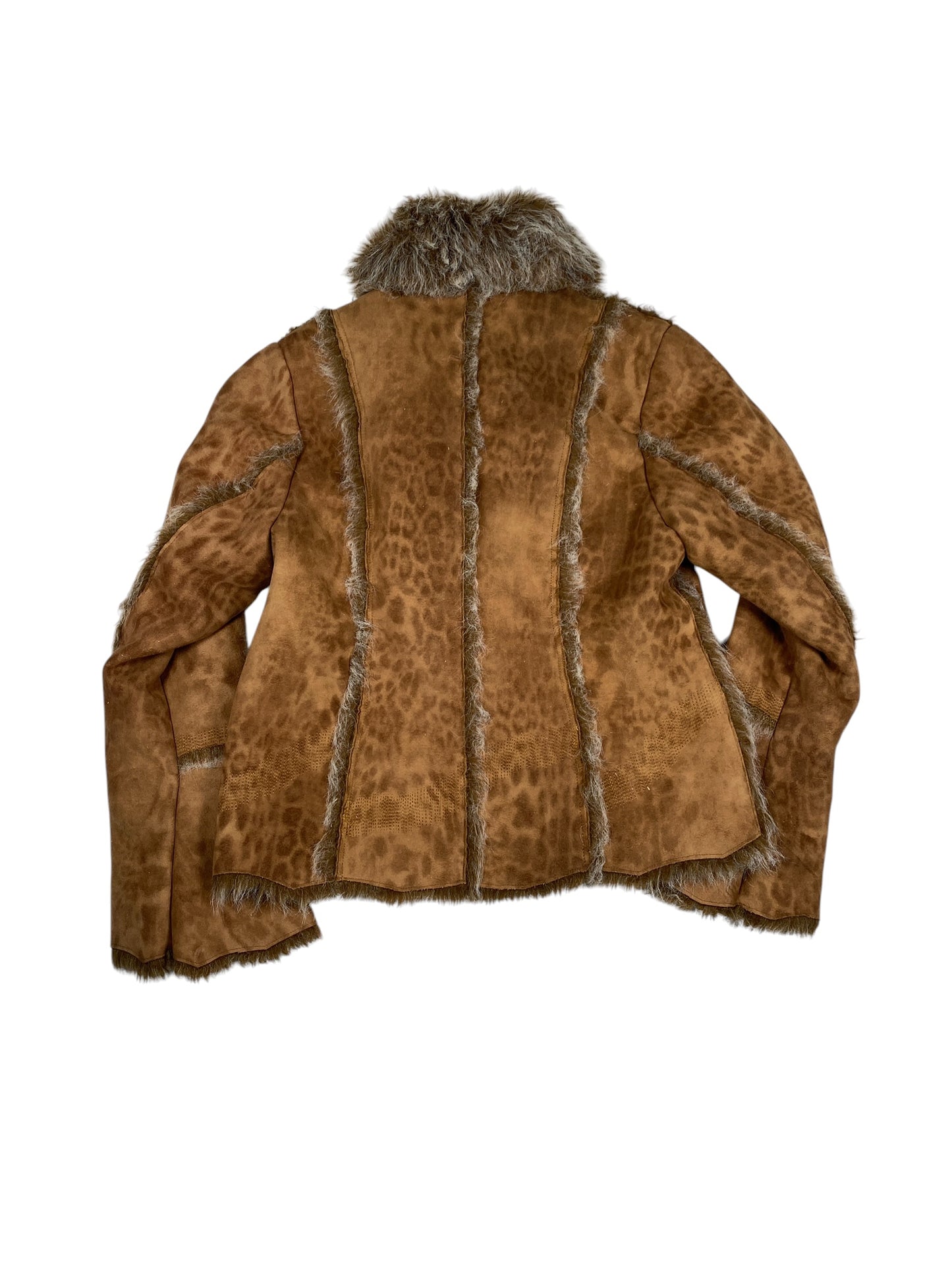 Vintage Americana Leather Animal Print Fur Coat