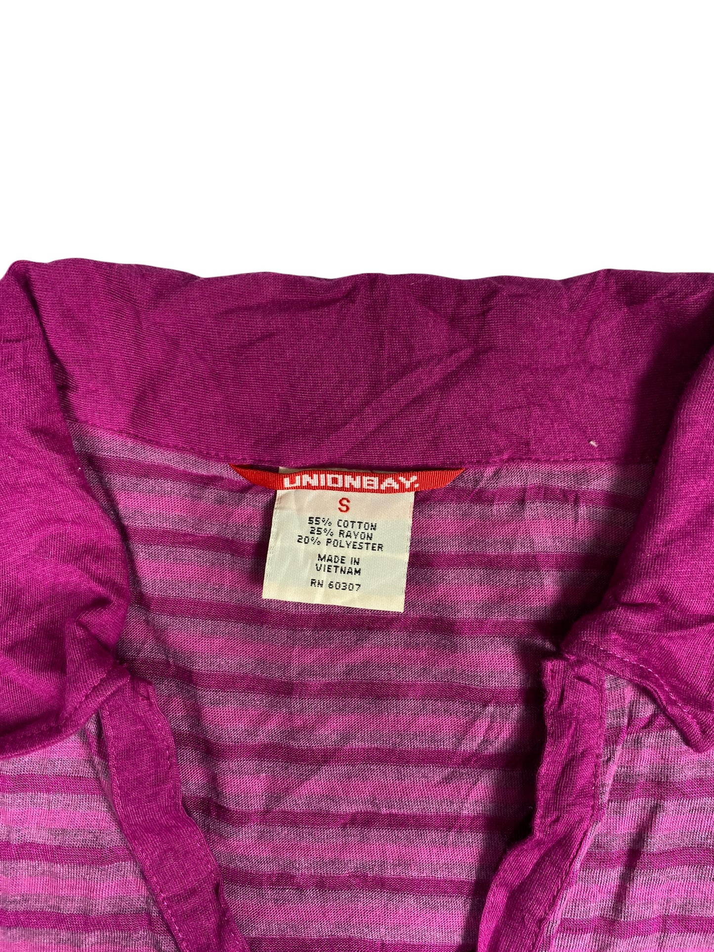 Vintage Pink Striped Collared V-Neck