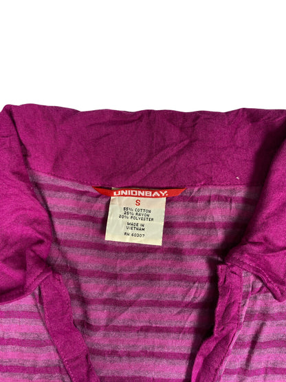 Vintage Pink Striped Collared V-Neck