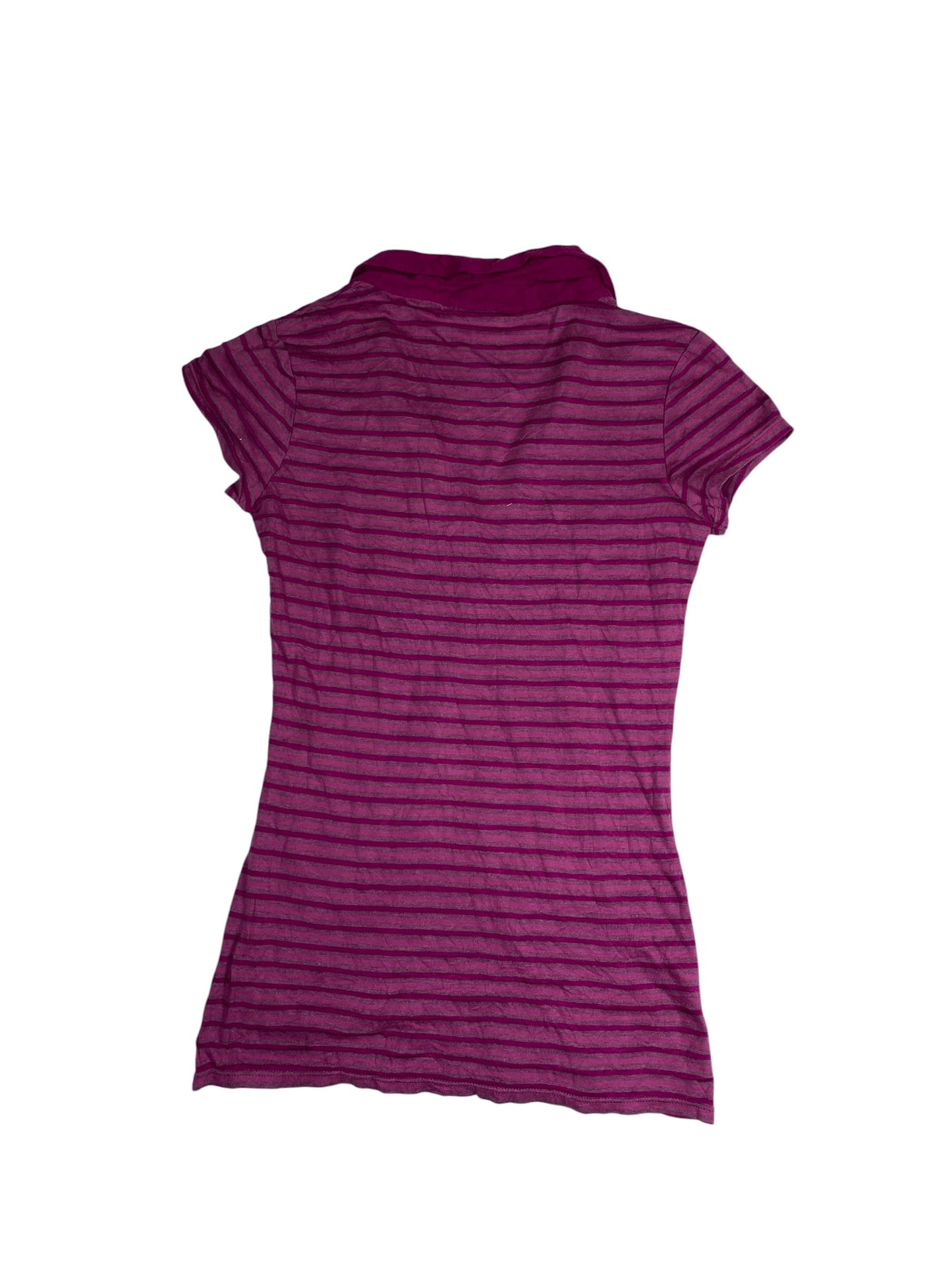 Vintage Pink Striped Collared V-Neck