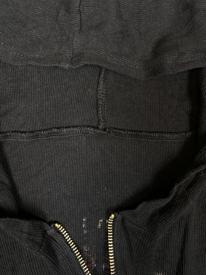 Y2K Ribbed Biker Graphic Zip-up Hoodie