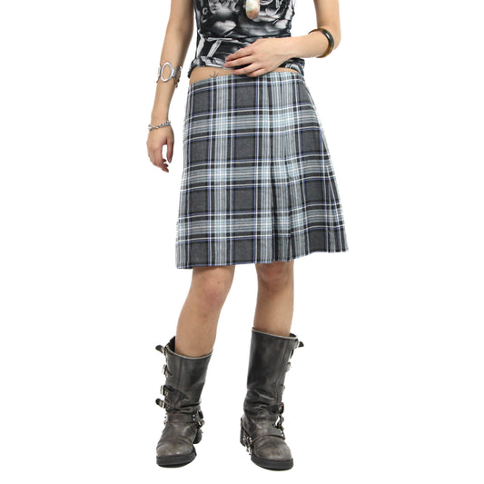 Gray Plaid Mini Skirt