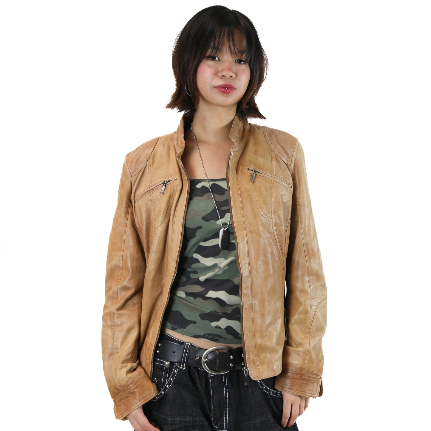 Vintage Light Brown Leather Jacket