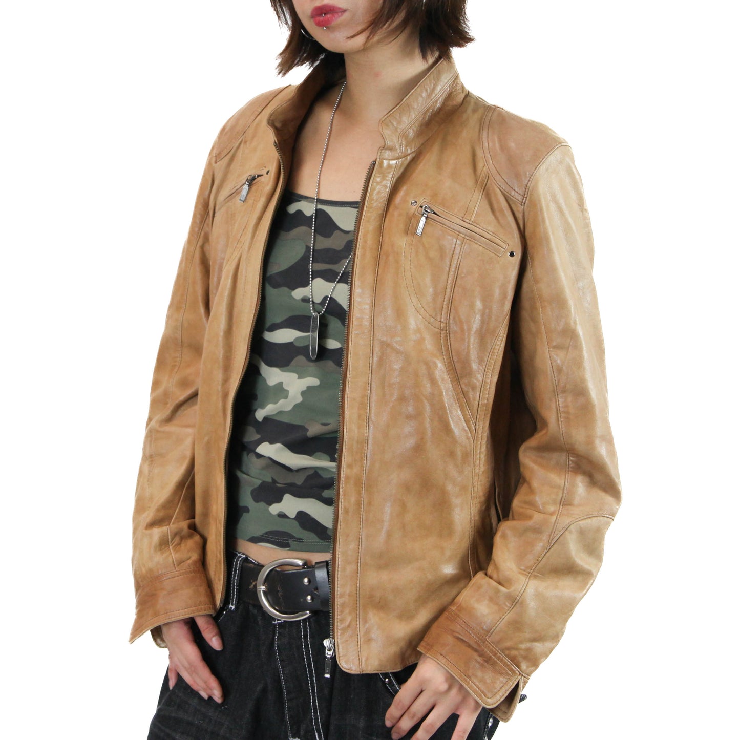 Vintage Light Brown Leather Jacket